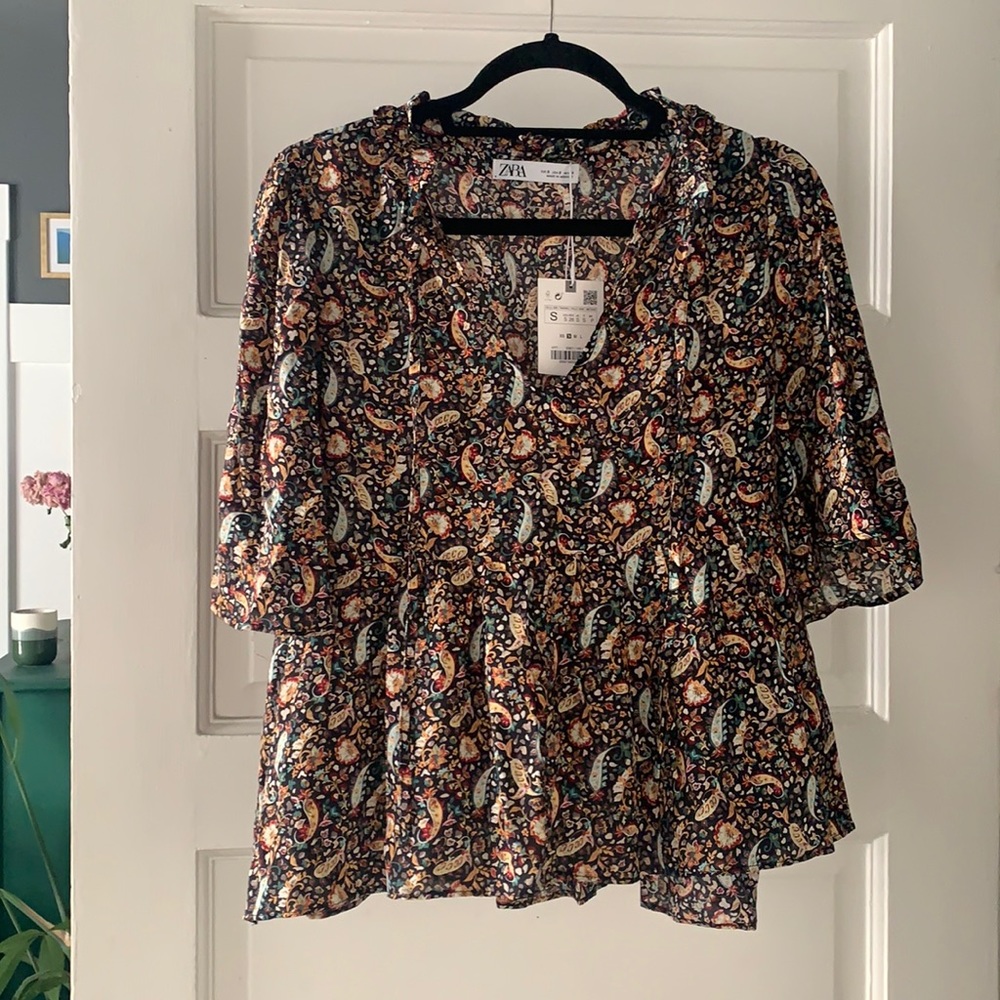 Zara Peasant Flow top. NWT. Size S